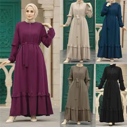 Этническая одежда Осеннее Марокко платье мусульманские женщины Zipper Open abaya India abayas dubai Turke