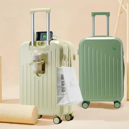 Suitcases Travel Suitcase Trolley Luggage Set ABS PC Women Cabin Cosmetic Rolling Cup Holders Lightweight