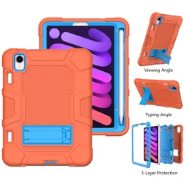 Diamond Design Kids Kickstand Tablet PC Cases for iPad Mini 6 5 4 Simple Fashion Rugged Robot Anti-falling Protective Shell with Stand Purple Mint