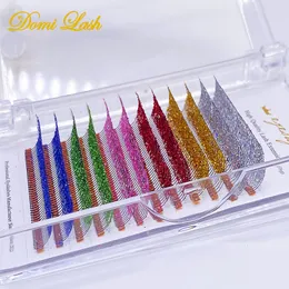 Cílios Postiços Extensões de Cílios com Glitter Cores Misturadas Cílios Clássicos Individuais Clássicos Coloridos Mink Ferramentas de Maquiagem Festa 230617