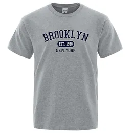 Brooklyn est.1998 New York Letter T Shirts Man Casual Crewneck Streetwear Breattable Fashion Summer Tops Cotton Loose T-shirts