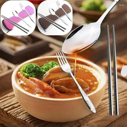 Dinnerware Sets Tableware Set With Bag Portable Cutlery Case Travel Fork Spoon Chopsticks Washable Students Household Kitchen Utensil