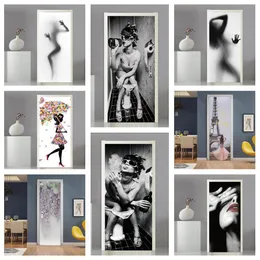 Adesivos de parede sensuais femininos 3D porta peel stick adesivo de vinil capa de vaso sanitário decalque design de casa re papel de parede arte decoração murais 230717