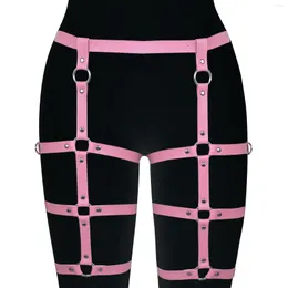 Cintos Arnês Ligas Harajuku Punk Couro Feminino Sexy Lingerie de Tamanho Ajuste Bondage Cinto de Cintura Alta Corrente Gótico Traje de Desgaste Rave