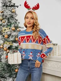 Maglioni da donna Fitshinling Maglioni di buon Natale per le donne Pupazzo di neve Ugly Pull Abbigliamento invernale Top in maglia 2022 Maglione di Natale di Capodanno Pullover L230718