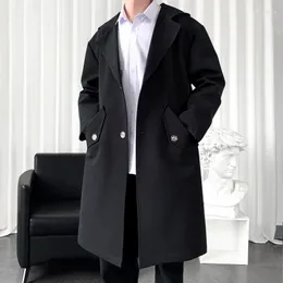 Męskie okopy płaszcze koreańskie męskie płaszcz z kapturem kurtka wzór Hip Hop Windbreaker Woman Kurtki streetwearne Pojedyncze ubranie