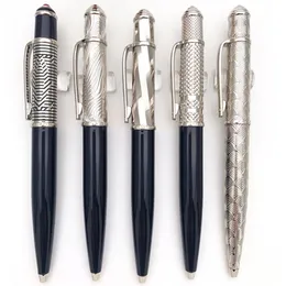 CR Quality Classic Style Luksusowy ballpoint Pen Silver and Black Barrel z numerem seryjnym Pisanie gładkich wkładów prezentowych Plush PO266P
