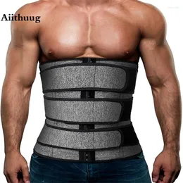 Modeladores corporais masculinos Aiithuug Cintura Trainer Espartilhos Masculinos Workout Espartilho Cintos de Construção Extra Firme 3 Cintas de Controle Sauna Suor Cintura de Neoprene