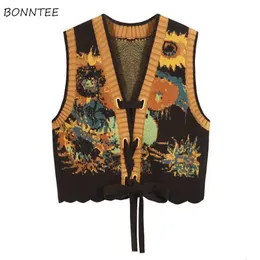 Women s Tanks Camis Vintage Folk Style Sweater Vest Minority Aesthetics Knitted Reversible Clothes Designer Stylish Chic Casual Fashion 230719