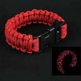 Camping Hiking Emergency ParaCord For Men Women Survival Parachute Rope Buckle Kit Reflective Wristbands Bangle220w