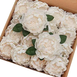 Decorative Flowers Artificial Flower Fake Peony 16/32pcs Cream Blooming Peonies For DIY Wedding Bouquet Cake Table Centerpiece Decorations