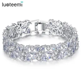 Bangle Luoteemi Fashion Flaster Cluster Circular CZ Bransoletka Women Wedding zaręczynowy biżuteria Donna Bijoux Prezent 230719