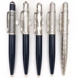 CR Quality Classic Style Luksusowy ballpoint Pen Silver and Black Barrel z numerem seryjnym Pisanie gładkich wkładów na prezent Plush Po254U