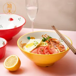 Miski Kreatywne japońskie ramen imitacja porcelanowa miska gospodarstwa domowego duże ślimaki ślimakowe pamięć owocowa odporna na upadki makaron stołowy makaron stołowy