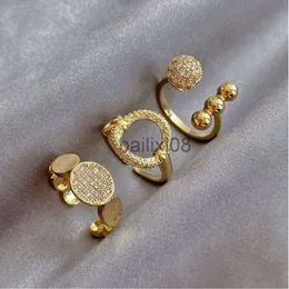 Anillos de banda Corea Nueva joyería de moda Exquisita 14 K chapado en oro real Anillo de circón AAA Apertura de mujer elegante Regalo de boda ajustable J230719