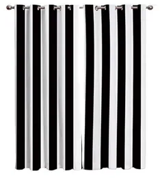 Curtain Striped Window Curtains Black And White Vertical Stripe Drapes 3D Entrance Partition Bedroom Doorway Hanging Home Decor