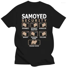 メンズTシャツ印刷されたデザインTシャツの男の手紙サモエド犬のセキュリティペットラブ面白いTシャツクラシックホムハイポップトップ