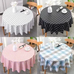 Table Cloth 18 Color PVC Round Tablecloth Waterproof Checkered Oil-proof Wedding Kitchen Dining Anti-Scalding Grid Cover