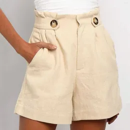 Shorts feminino pijama para mulheres verão com botões de bolso roupas casuais tamanho grande para meninas