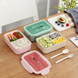 Hälsosamt material Lunchlåda 3 Layer 900 ml Vete Straw Bento Boxes Mikrovågsugn Matlagring Container Lunchbo 0719