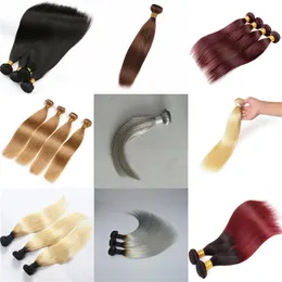 S 7A 100% Indian Remy Human Hair Extensions Weft Hair 50gram 100Gram Pakiet Opcja 18 -22 Mnożenie kolorów262t
