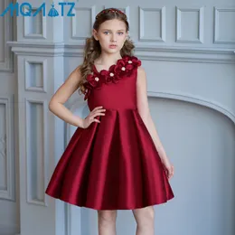 MQATZ Vestiti per bambini Flower Girl Bambini Principessa Evening Party Prom Bow Green Wedding Damigella d'onore Summer Dress Ball Gown Vestidos