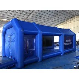 navio ao ar livre comercial azul inflável cabine de pintura em spray 7x4x3m estação de trabalho de pintura de carro tenda com 2 ventiladores285z