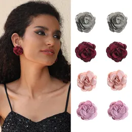 Bohemian Fabric Stud Earrings Women Vintage Flower Cloth Earrings Handmade Jewelry Charm Trendy Elegant Earrings Accessories