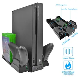 yoteen vertical Stand for Xbox One X Cooling Fans Controller Charger مع 2 منافذ محور USB أقراص تخزين Rack245y