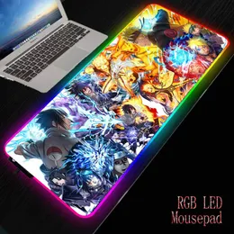 MairuigeアニメナルトRGBゲーミングマウスパッドゲーマーコンピューターマウスパッドバックライトラージデスクキーボードLEDマウスMAT LJ201031289Q