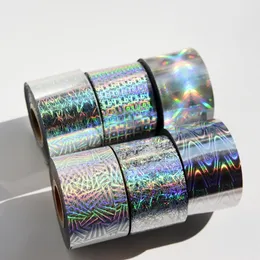Stickers Decals 120M/roll laser transparent transfer foil holographic broken glass stamping nail stickers for salons 230718