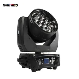 Shehds New LED Zoom Moving Head Light 19x15W RGBW Wash DMX512 Stage Lighting Professional Equipment för DJ Disco Party Bar Effect 248N
