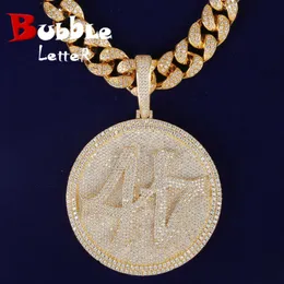 Hänge halsband bubbla bokstav Anpassad namn Big Circle Pendant For Men's Gold Color Plated Hip Hop Rock Smycken Halsband 230718