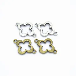 Bulk 500 pçs lote Clover Quatrefoil Conector Links Charms Prata Banhado a Bronze 21 15mm Escolha sua quantidade 221l