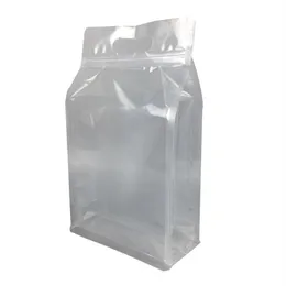 50pcs 27 16 8cm high clear PET eight sides standing package bag with handle transparent plastic poly food pack bag pouch rice stor246p