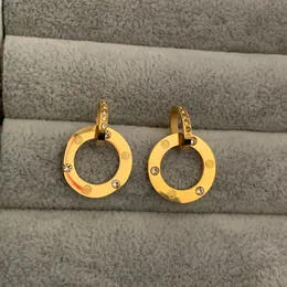 Asla Lüks Designer Love Diamond Drop Hoop 316L Paslanmaz Çelik 18K Altın Gül Gümüş Kadın Küpe Kız Düğün Takı