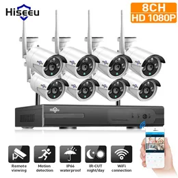 Hiseeu 1080P 1536P H 265 Wireless CCTV System 8CH 3MP HDD NVR Kit Outdoor Audio IP Wifi Camera Security Surveillance Set284f