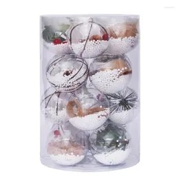 Party Decoration 16Pcs 6cm/8cm Christmas Ball Gift Box Transparent Decorations Tree Pendants Holiday Home