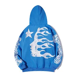 Men's Hoodies Sweatshirts Urban Men Streetwear Blue Printing Fleece Hoodies Mens Hip Hop Hellstar Herbo Kangaroo Pocket Hooded Sweatshirts for Women 230718