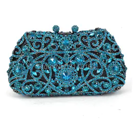 Kvällspåsar Fashion Aquamarine Diamond Crystal Luxury Clutch Bag Blue Handmade Party Wallet Sacoche Pochette Prom Handbag 093 230719