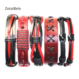 Armreif Großhandel handgemachte Armreif 5pcsset geflochtene Wrap gewebtes Lederarmband Männer mehrschichtige Seilarmbänder Pulseira Masculina Geschenk FZ1 230718