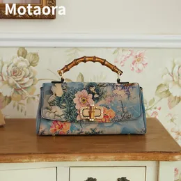 Akşam Çantaları Motaora 2023 Vintage Cheongsam Deri Çanta Kadın Boston Bag Lüks Tasarımcı El Yapımı Bayanlar Omuz 230718