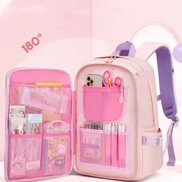 Okul çantaları çocuklar sırt çantası sevimli kızlar kitap çantası hafif okul çantası ilköğretim öğrencileri için kadınlar için seyahat paketi payetler dekor 230718