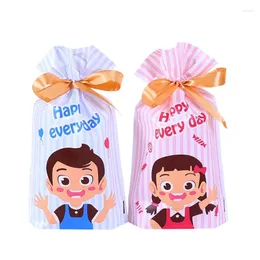 Confezioni regalo 50 pezzi sacchetti di caramelle di stoffa per sacchetti di Pasqua per biscotti per feste Goodie Giveaways stampa ragazzo/ragazza