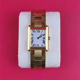 Relógios quadrados tanque aaa relógios masculinos femininos duráveis famosos festa noturna Orologio. Fecho dobrado para relógio de ouro rosa de aço inoxidável popular vestido de dia dh014 Q2