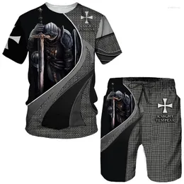 Мужские спортивные костюмы вязание Templar 3D Print T-Sirt/Sorts/Suit