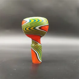 2023 Wig Wag 14mm tjock skålbit Bong Glas Slidvattenrör Kräm Rund Orange Green White Strip Heady Slides Colorful Bowls Man Rökning Tillbehör