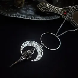 Morrigan Moon Crow Skull Necklace Gothic R Jewelery Pagan Celestial Witch Women Gift 2021 Pendant Fashion Long Necklaces251s