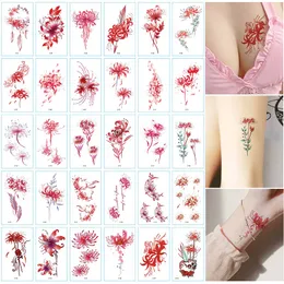 30 st/set falsk tatuering vattentät sexig blomma tillfällig tatuering klistermärke för kvinnors kropp arm händer tatuaz tymczasowy faux tatouage