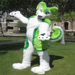 2018 Factory Custom Green Husky Fursuit Dog Fox Mascot Costume Animal Suit Halloween Boże Narodzenie urodziny Pełne ciało Costum3531